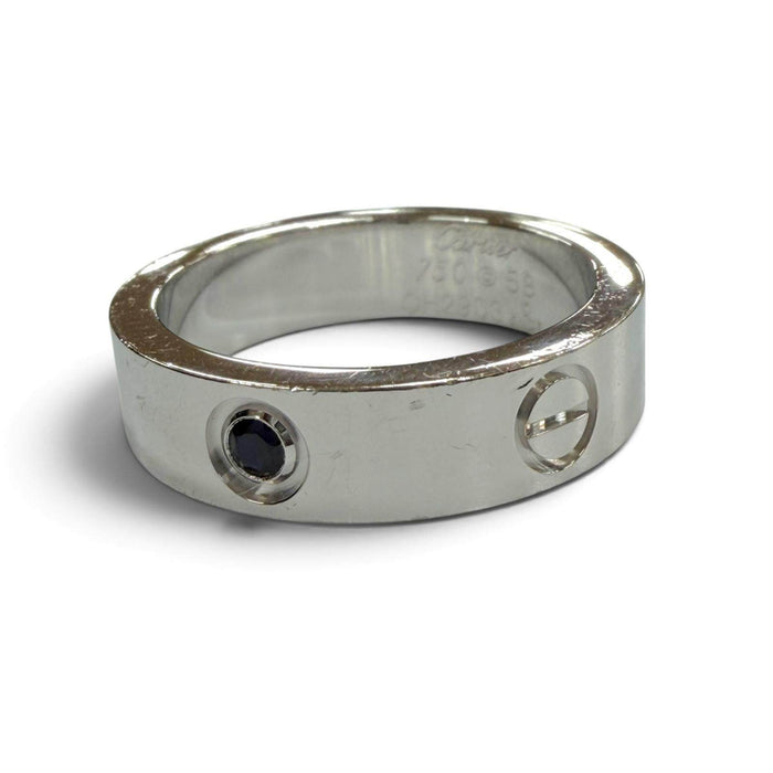 Cartier Love Black 18K White Gold Sapphire Ring – front view
