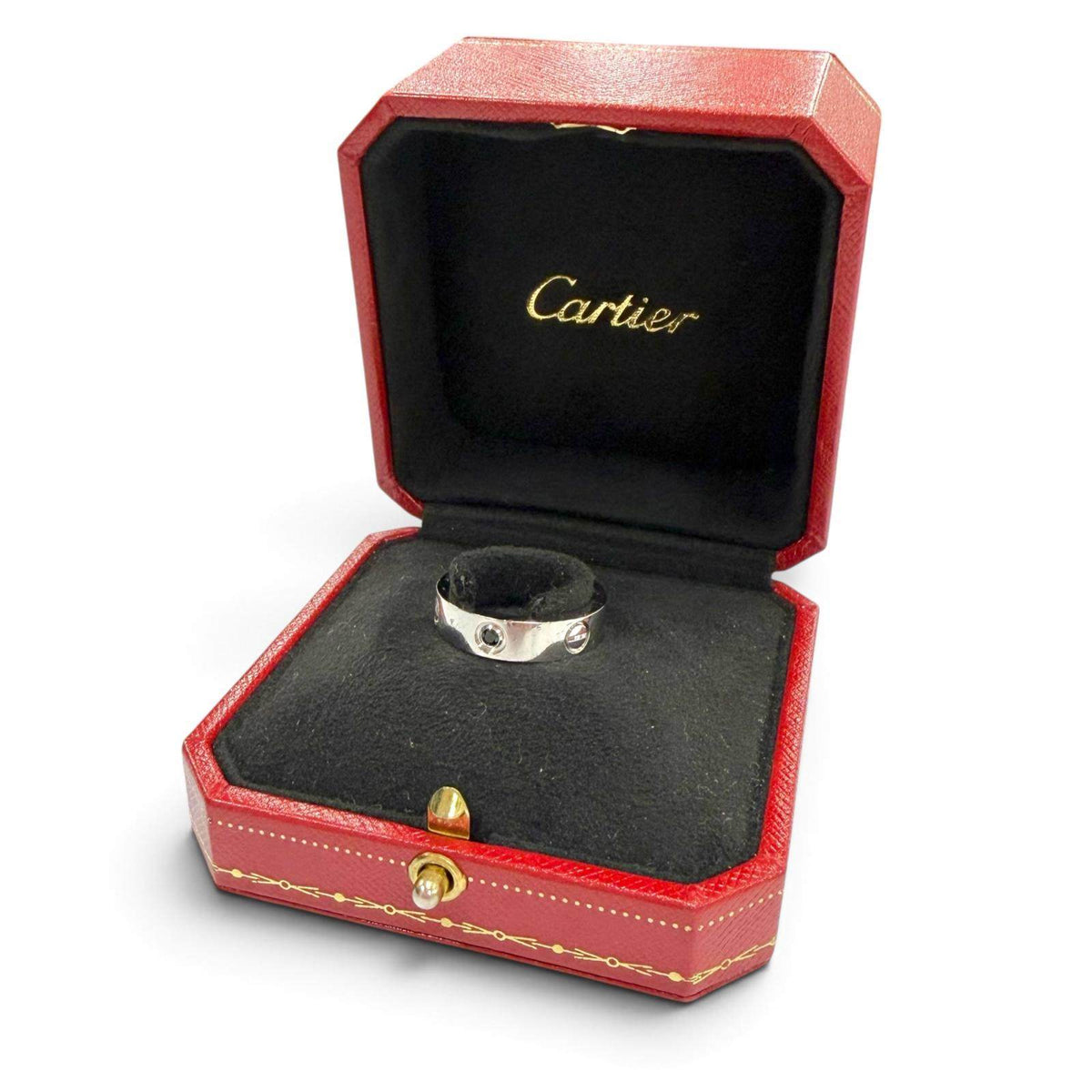 Cartier Love Black 18K White Gold Sapphire Ring – side view