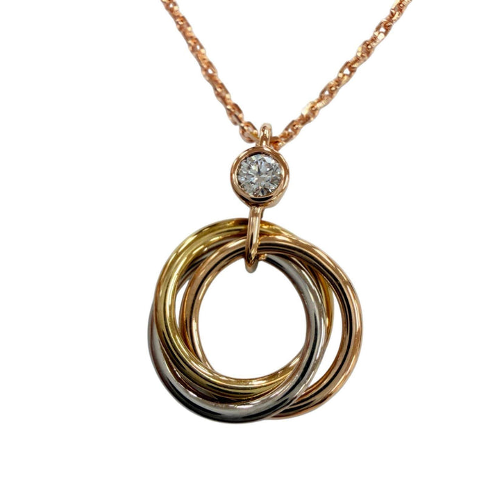 Cartier Trinity 18K Rose Gold Diamond Pendant Necklace – front view