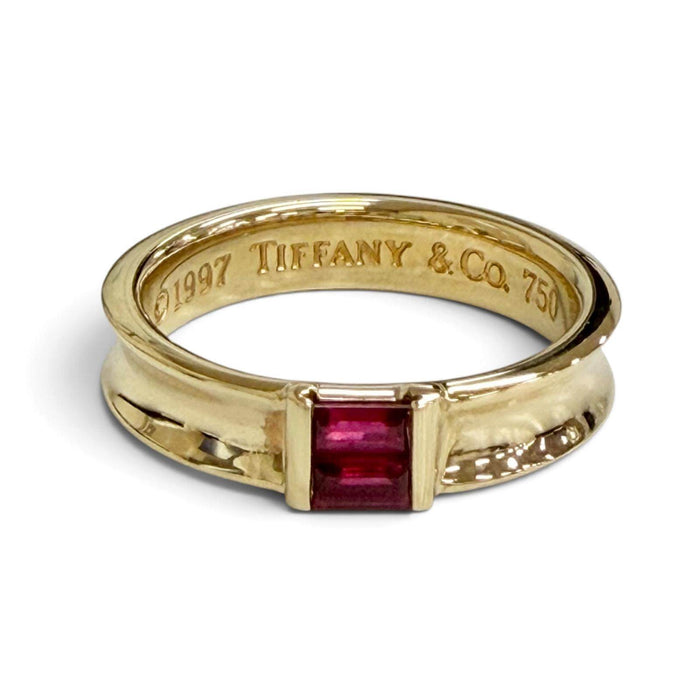 Tiffany & Co. Stacking 18K Yellow Gold Ruby Ring – front view
