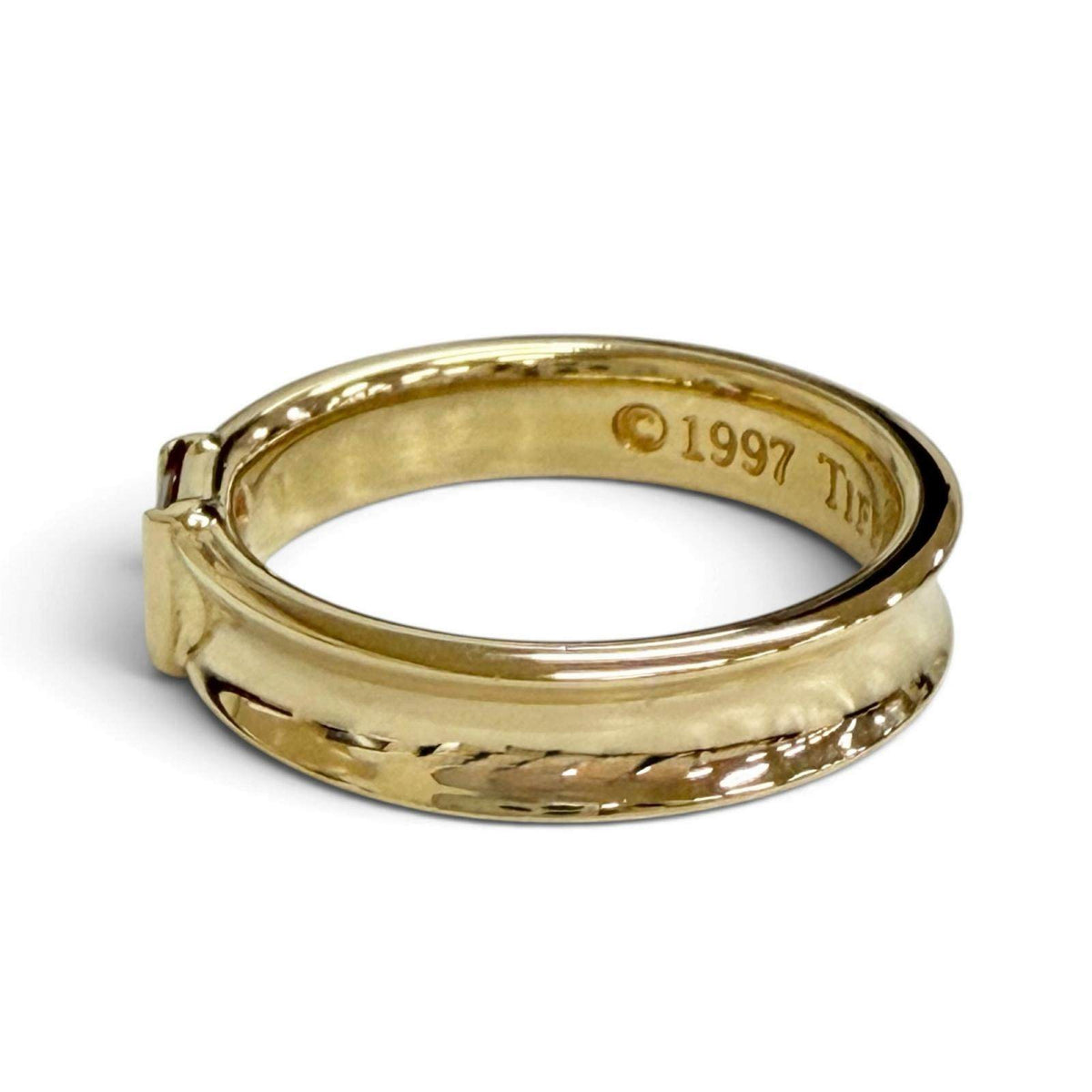 Tiffany & Co. Stacking 18K Yellow Gold Ruby Ring – side view