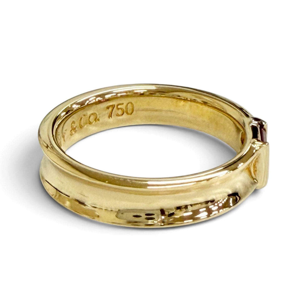 Tiffany & Co. Stacking 18K Yellow Gold Ruby Ring – top view