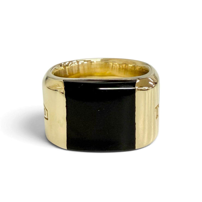 Tiffany & Co. Makers 18K Yellow Gold Onyx Signet Ring – front view