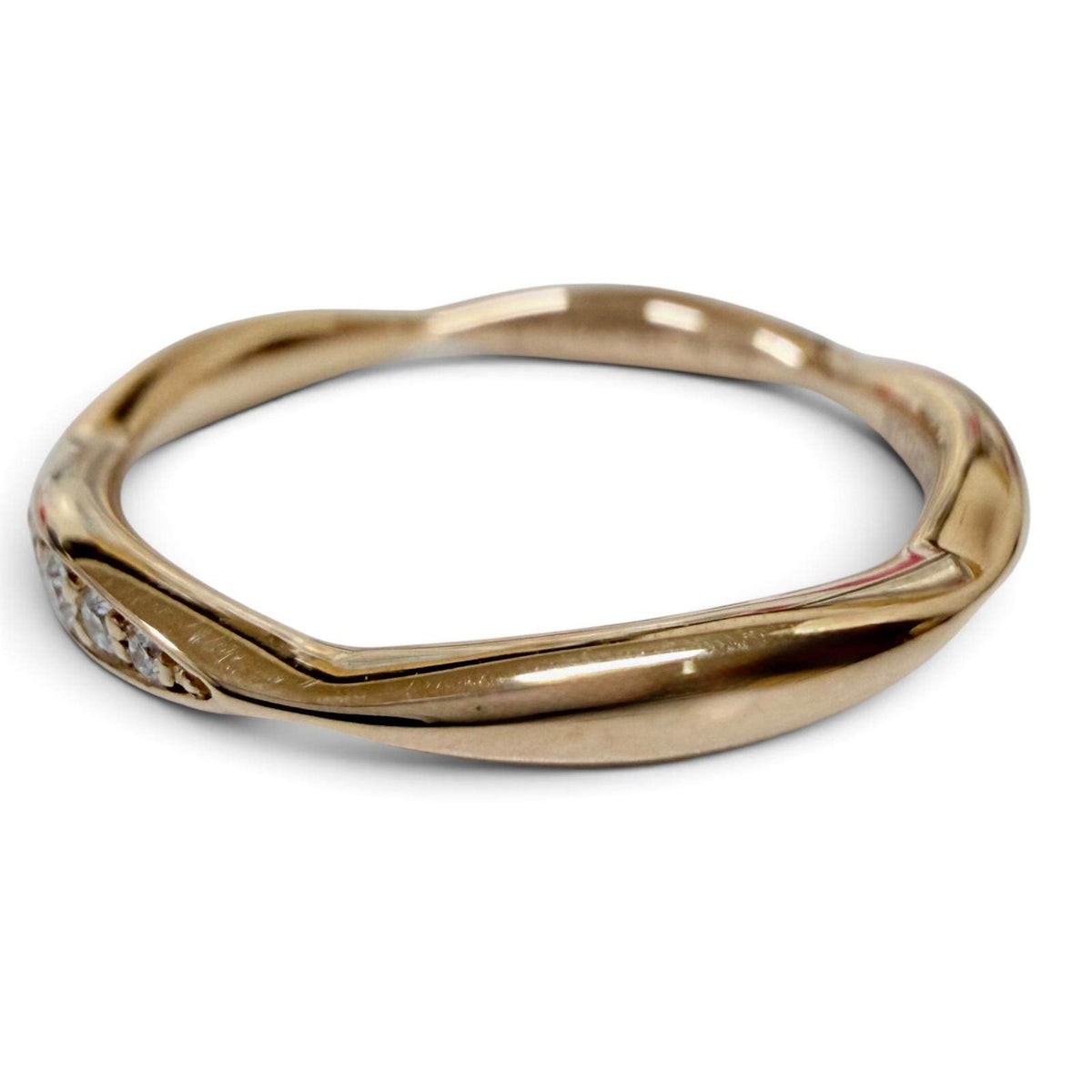 Chanel Camellia 18K Rose Gold Diamond Ring – side view