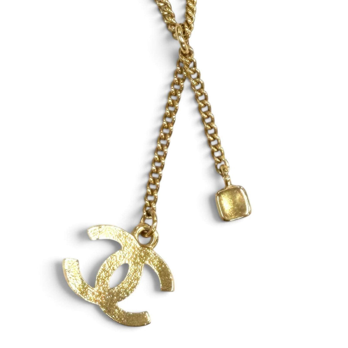 Chanel Coco Mark Quilted Gold-Plated Rhinestone Necklace – clasp detail