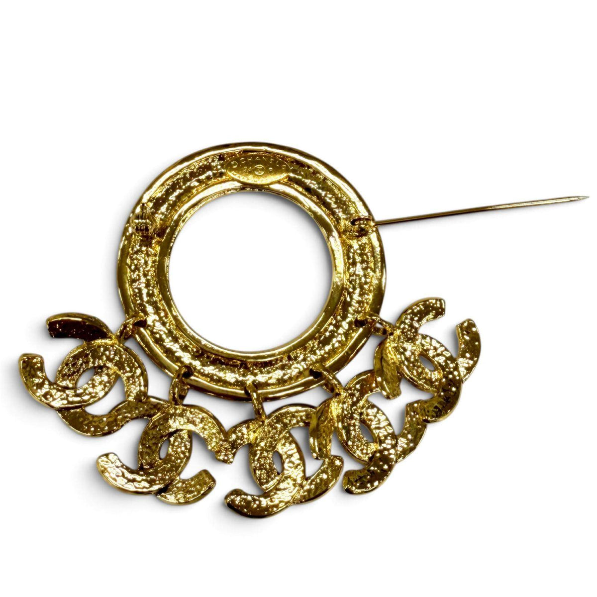 Chanel Coco Mark Circle Gold-Plated Brooch – side view