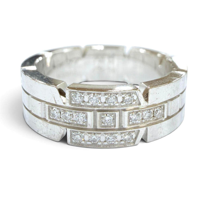 Cartier Tank Francaise 18K White Gold Diamond Ring – front view