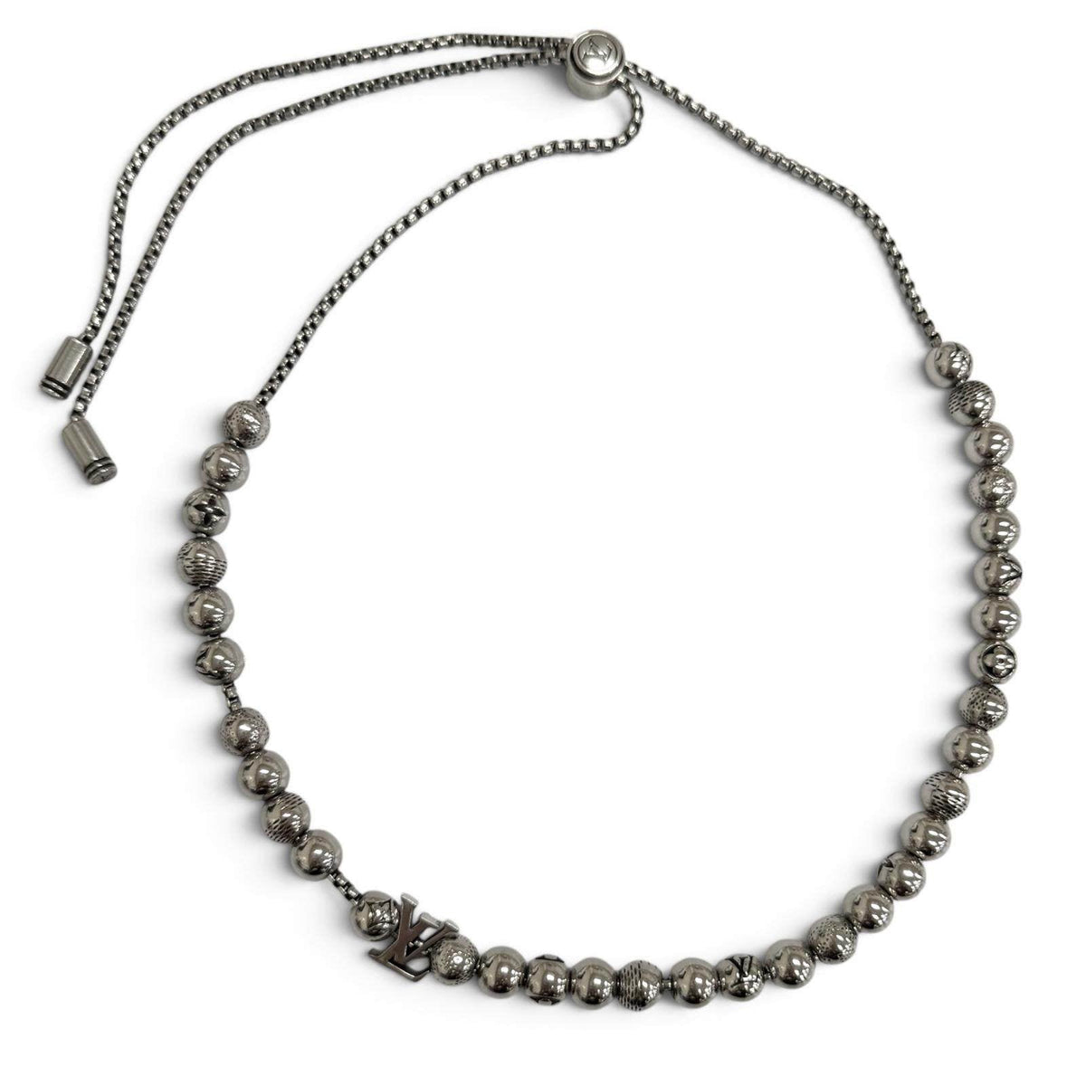 Louis Vuitton Damier Staple Ball Sterling Silver Necklace – clasp detail