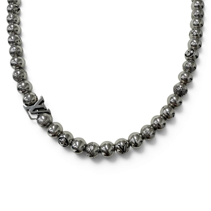 Louis Vuitton Damier Staple Ball Sterling Silver Necklace – front view