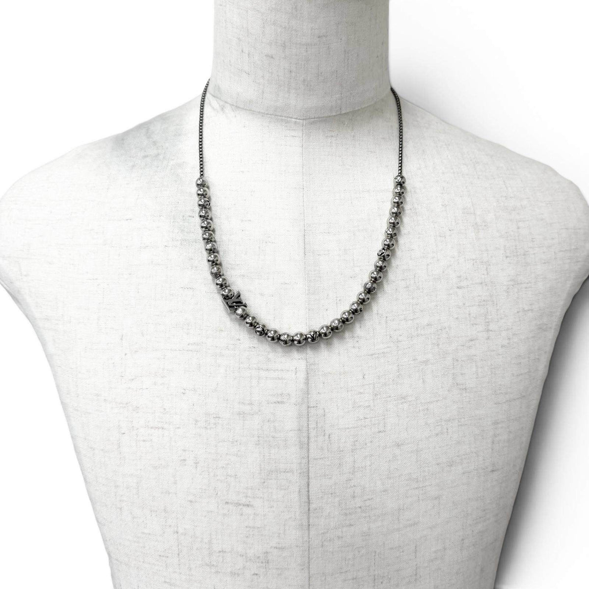 Louis Vuitton Damier Staple Ball Sterling Silver Necklace – pendant detail