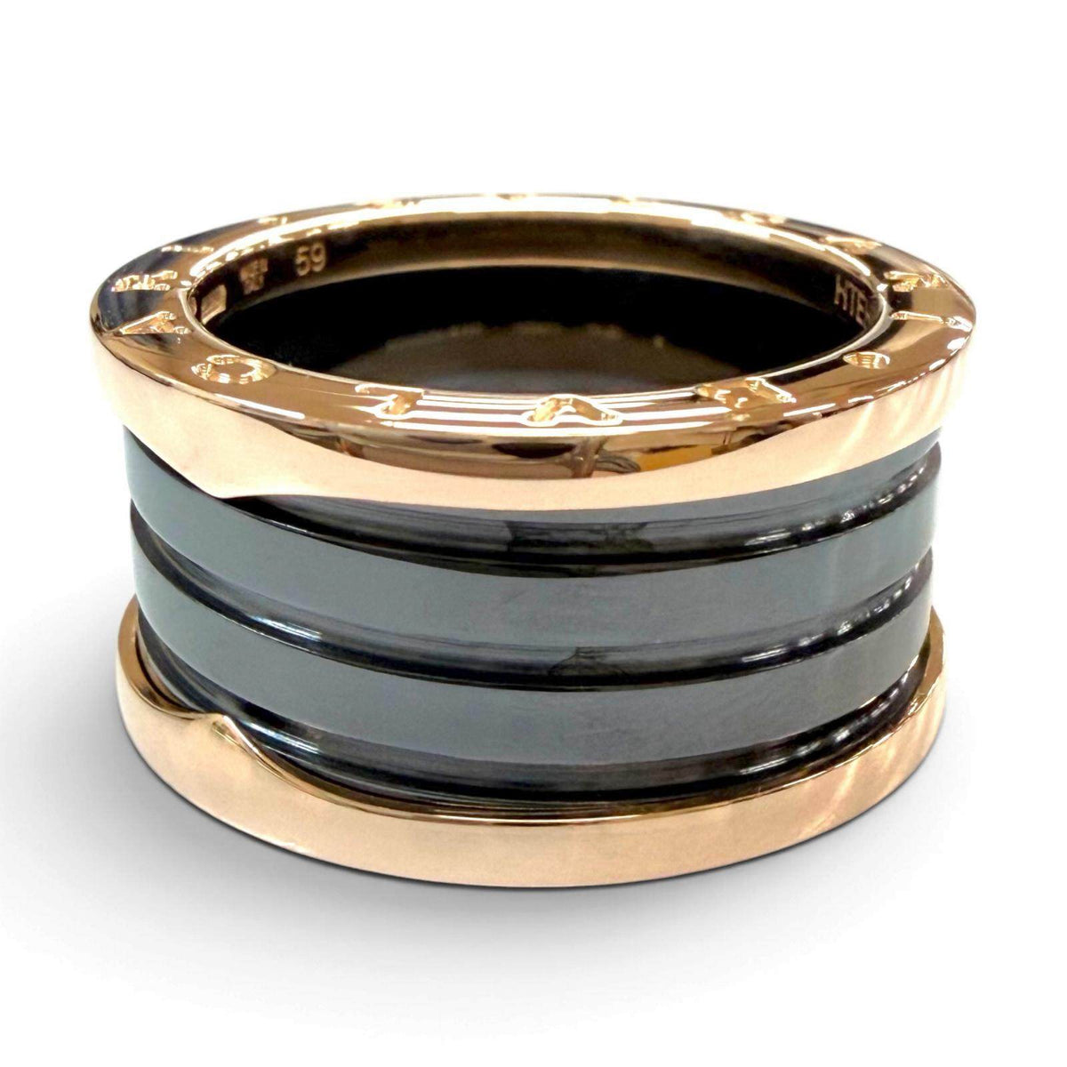 Bulgari B.zero1 Ceramic 18K Rose Gold Ring – side view