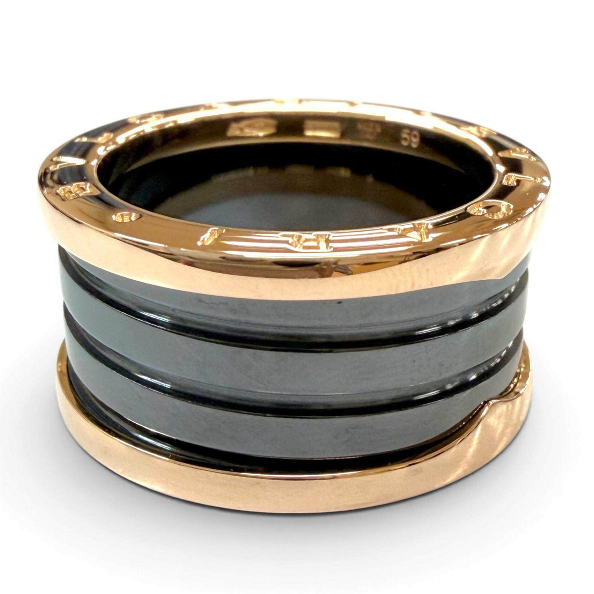 Bulgari B.zero1 Ceramic 18K Rose Gold Ring – top view
