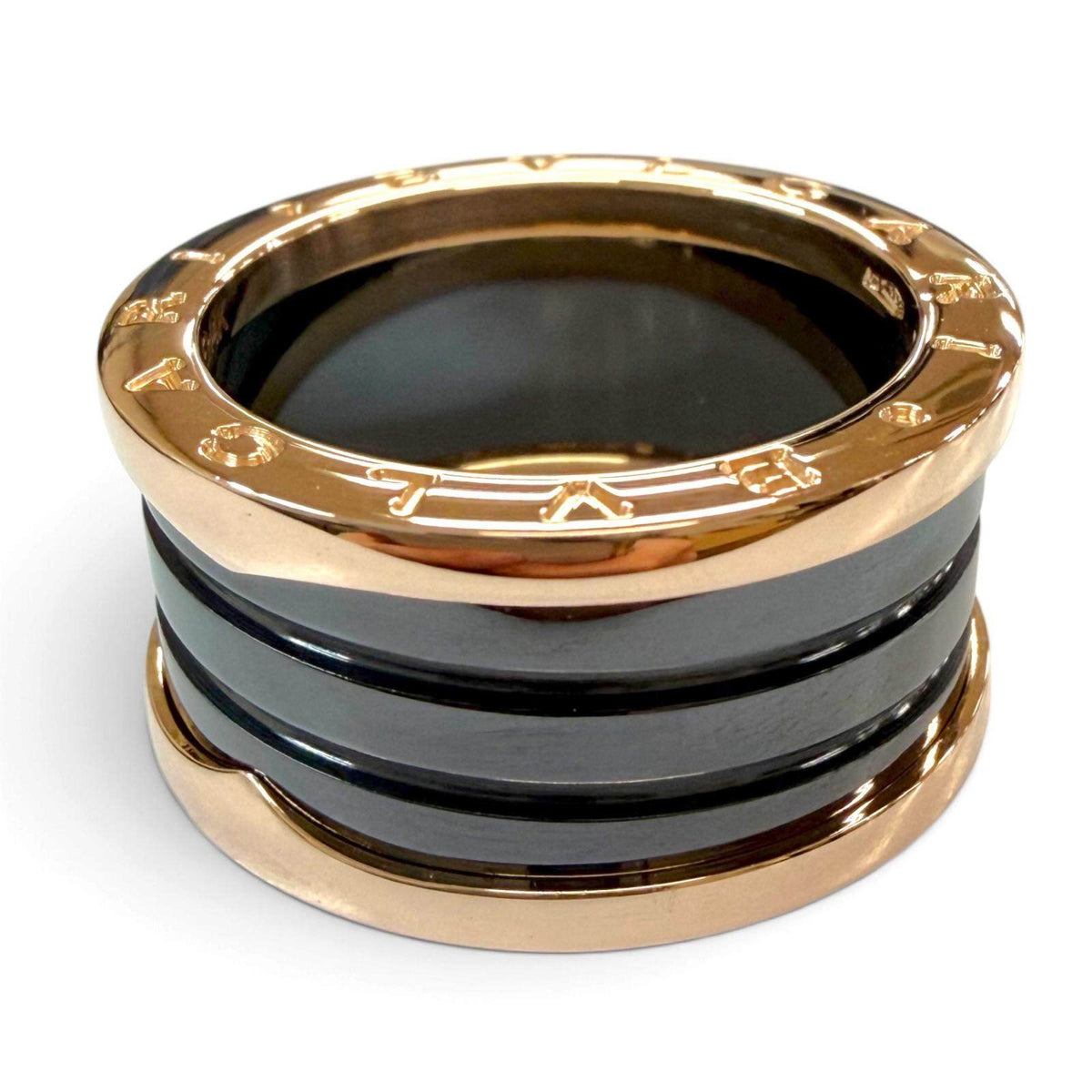 Bulgari B.zero1 Ceramic 18K Rose Gold Ring – inside band