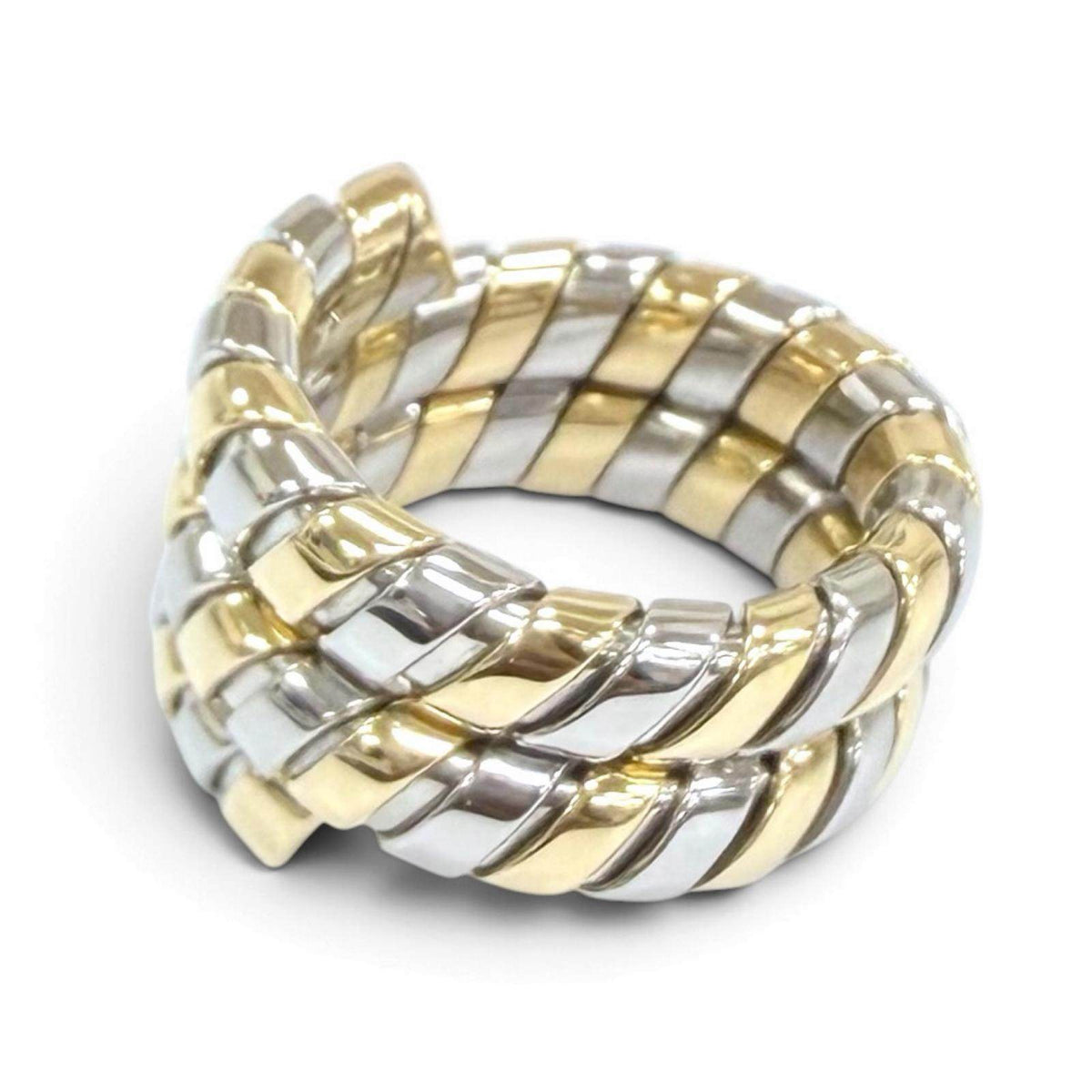 Bulgari Tubogas Stainless Steel 18K Yellow Gold Ring – side view