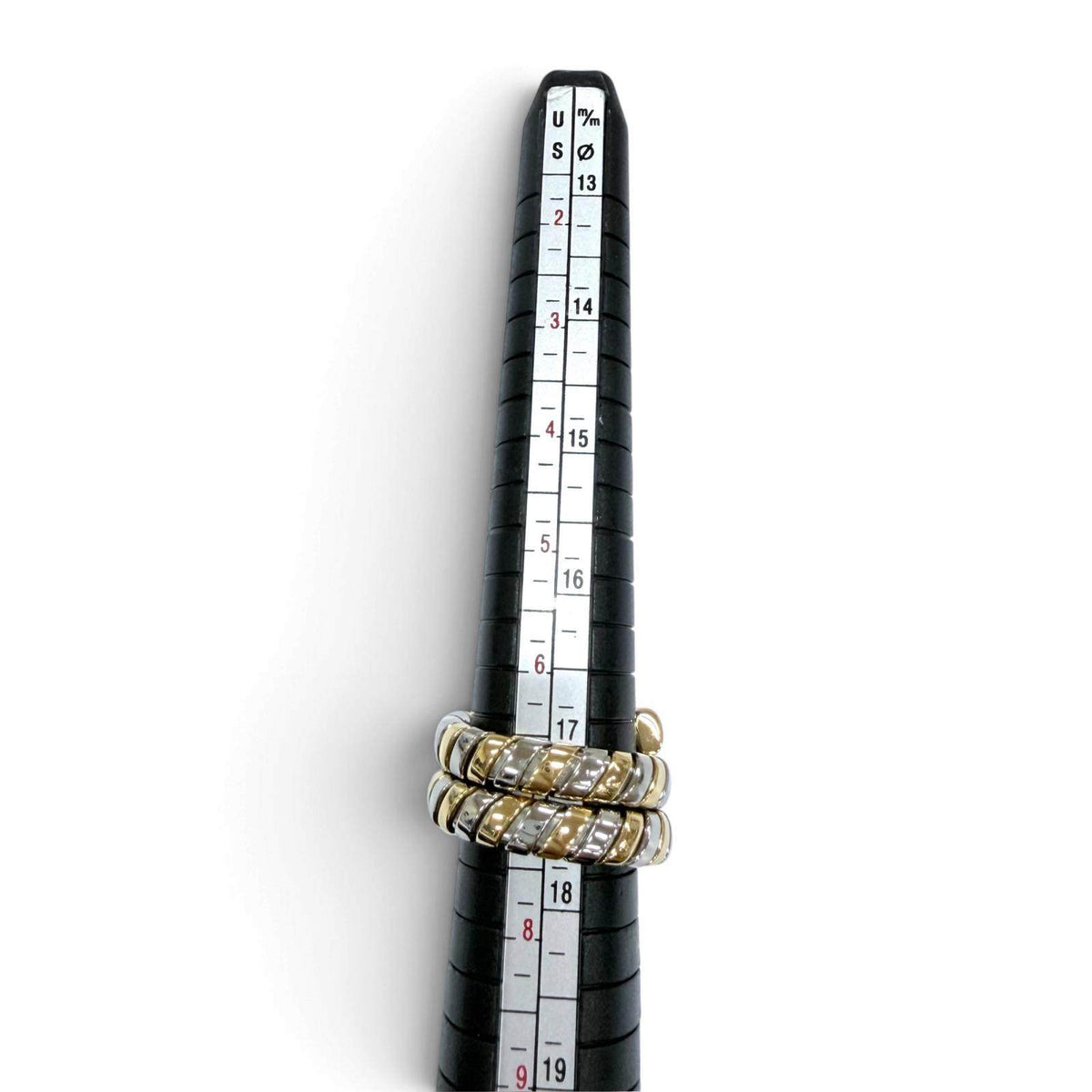 Bulgari Tubogas Stainless Steel 18K Yellow Gold Ring – close-up