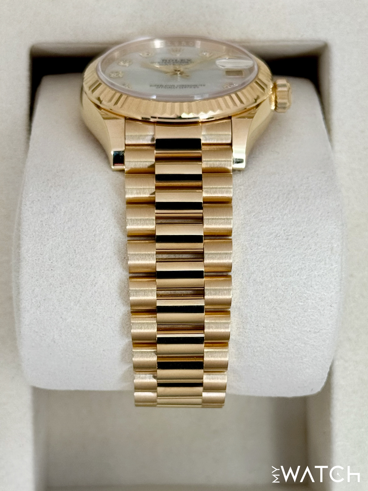 Rolex Datejust 31mm 278278 Yellow Gold Mother of Pearl Diamond Dial – side view