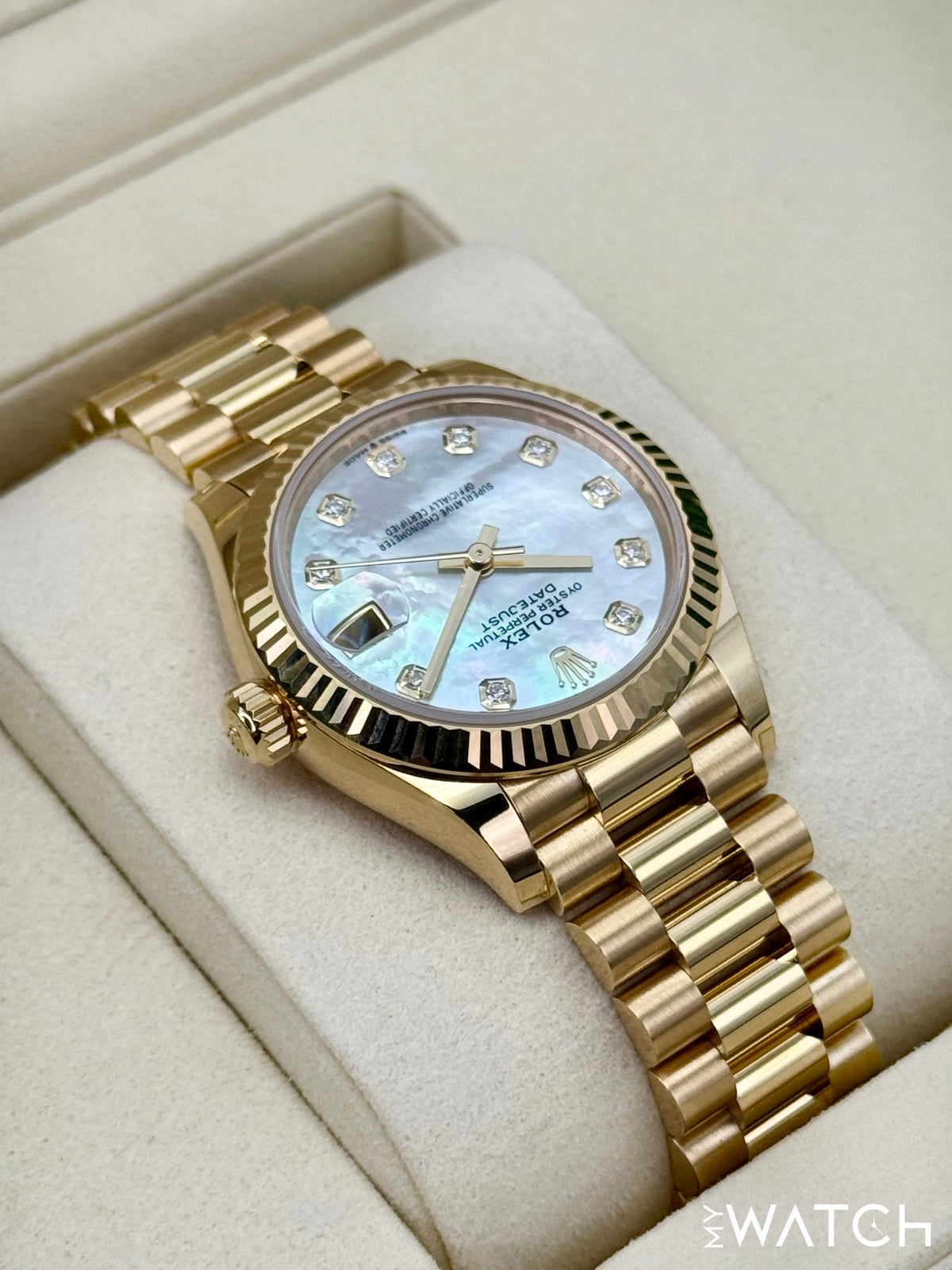 Rolex Datejust 31mm 278278 Yellow Gold Mother of Pearl Diamond Dial – image 8