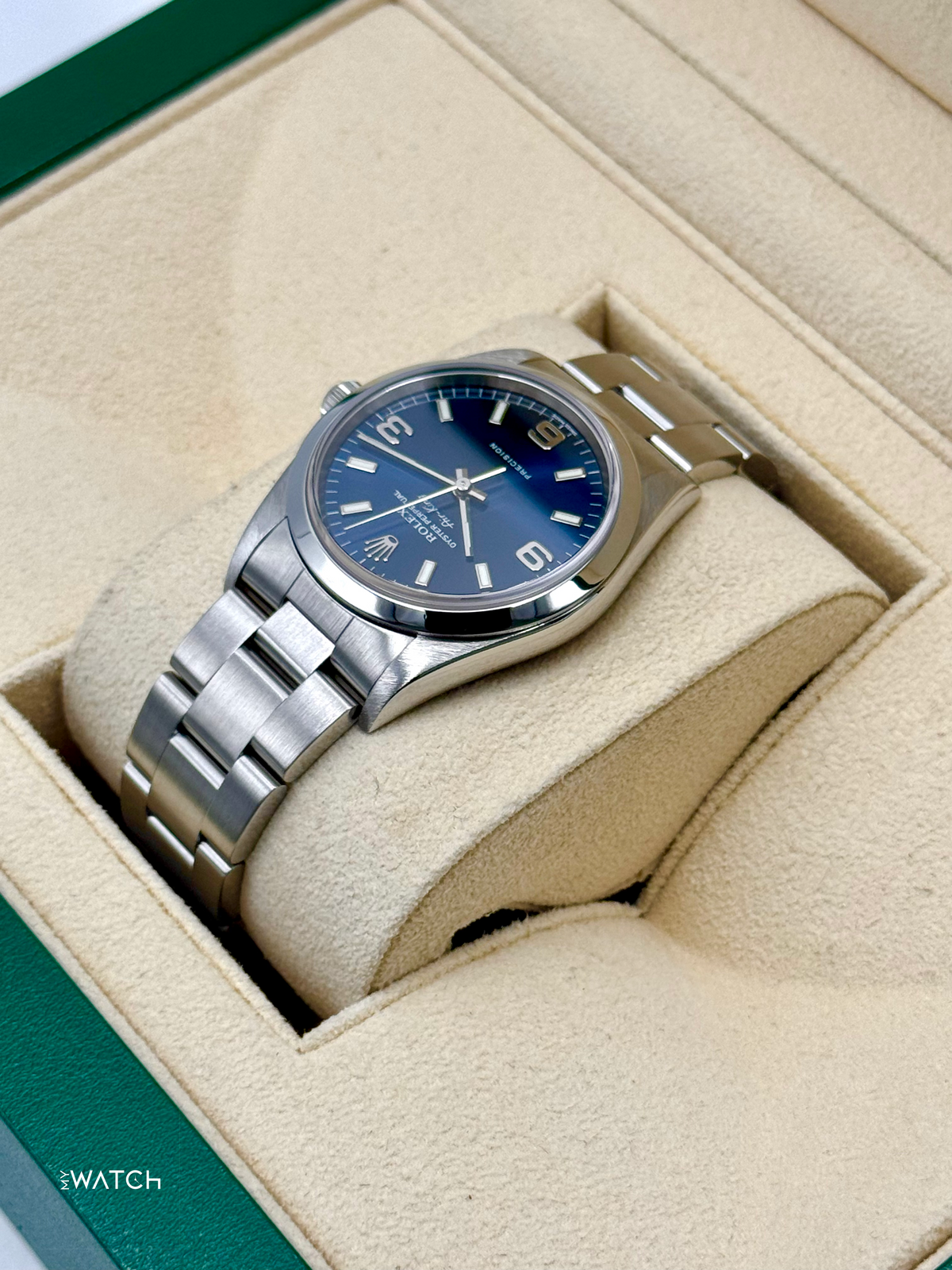 Rolex Air-King 34mm 14000M Stainless Steel Blue Dial – box and papers