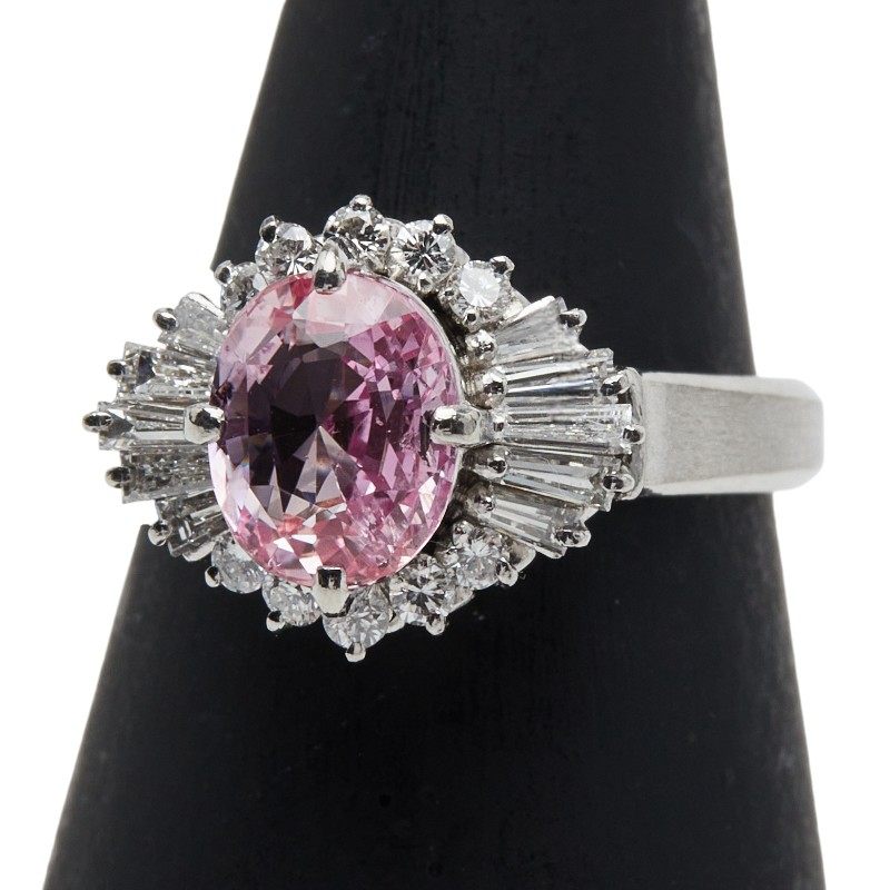 Platinum Diamond Sapphire Ring – front view