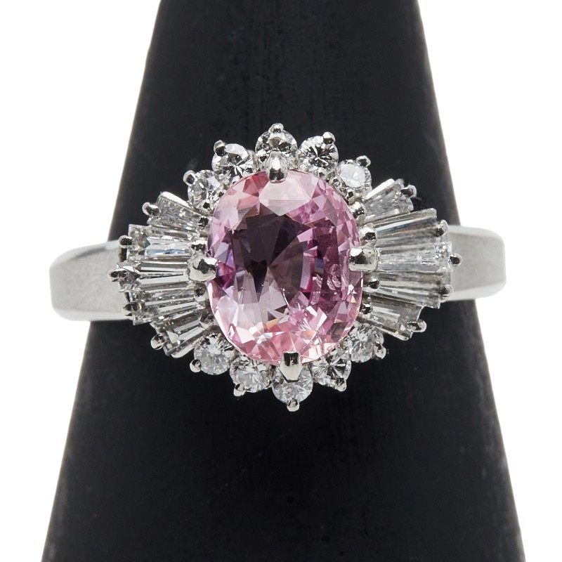 Platinum Diamond Sapphire Ring – side view