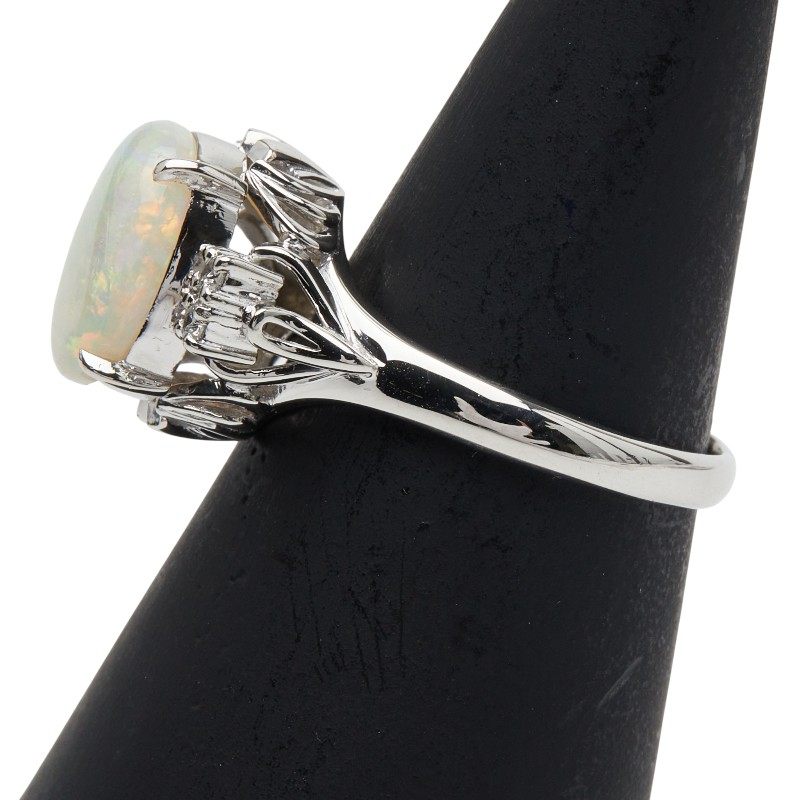 Platinum Diamond Opal Ring – top view