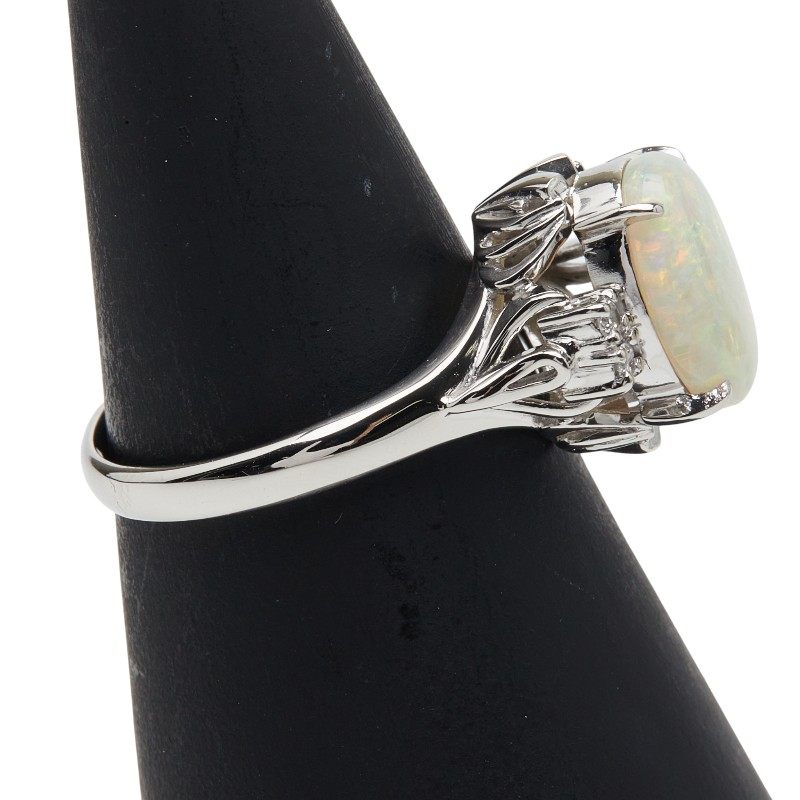 Platinum Diamond Opal Ring – inside band