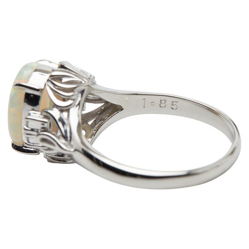 Platinum Diamond Opal Ring – image 8