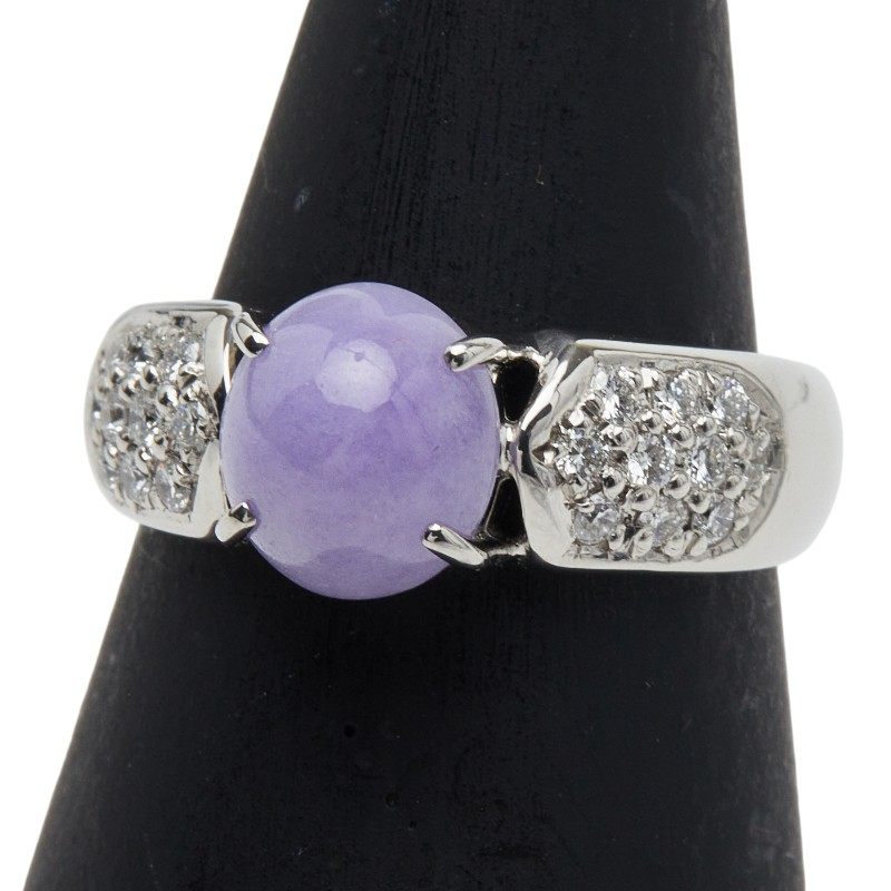Platinum Lavender Jadeite Diamond Ring – front view
