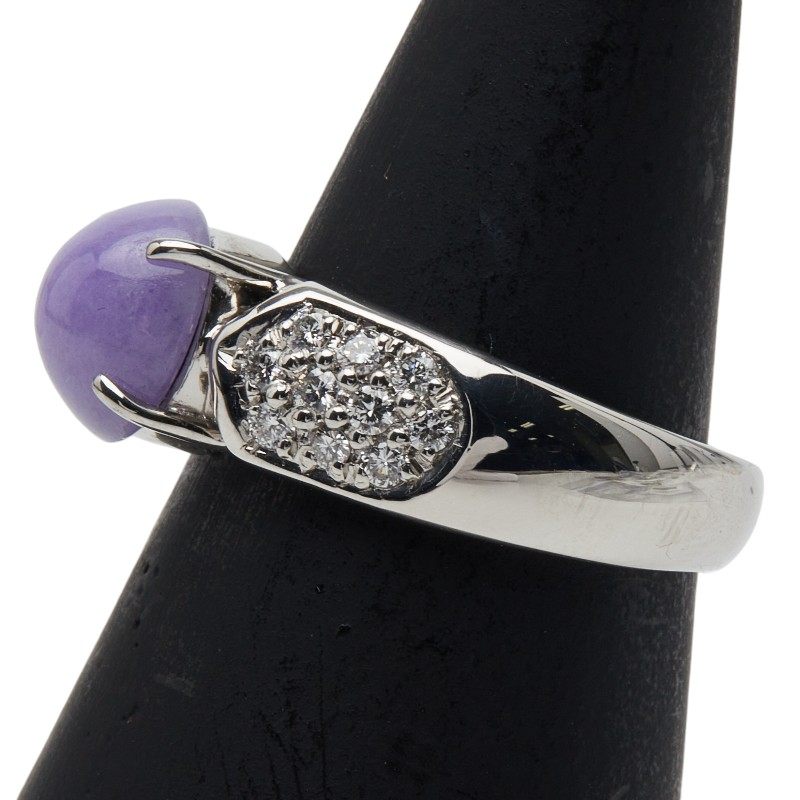 Platinum Lavender Jadeite Diamond Ring – top view