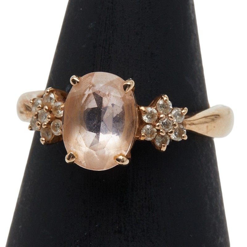 18K Yellow Gold Colored Gemstone Diamond Ring – front view