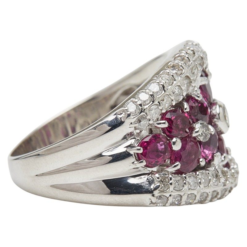 18K White Gold Diamond Ruby Ring – inside band