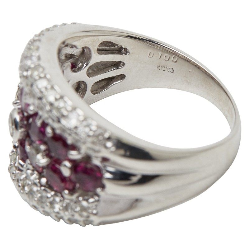 18K White Gold Diamond Ruby Ring – alternate view