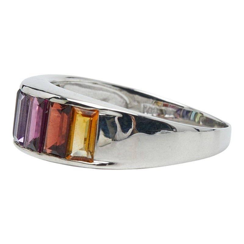 18K White Gold Multi Gemstone Peridot Ring – top view