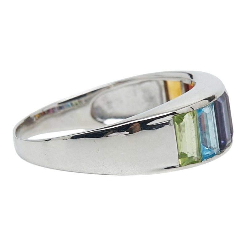 18K White Gold Multi Gemstone Peridot Ring – alternate view