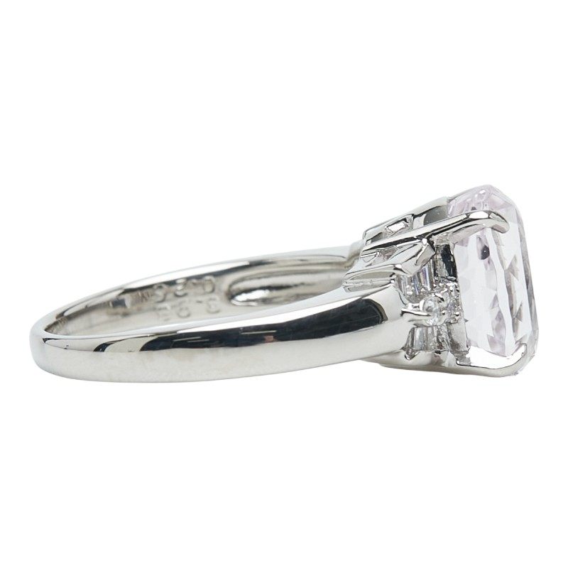 Platinum Kunzite Diamond Ring – inside band