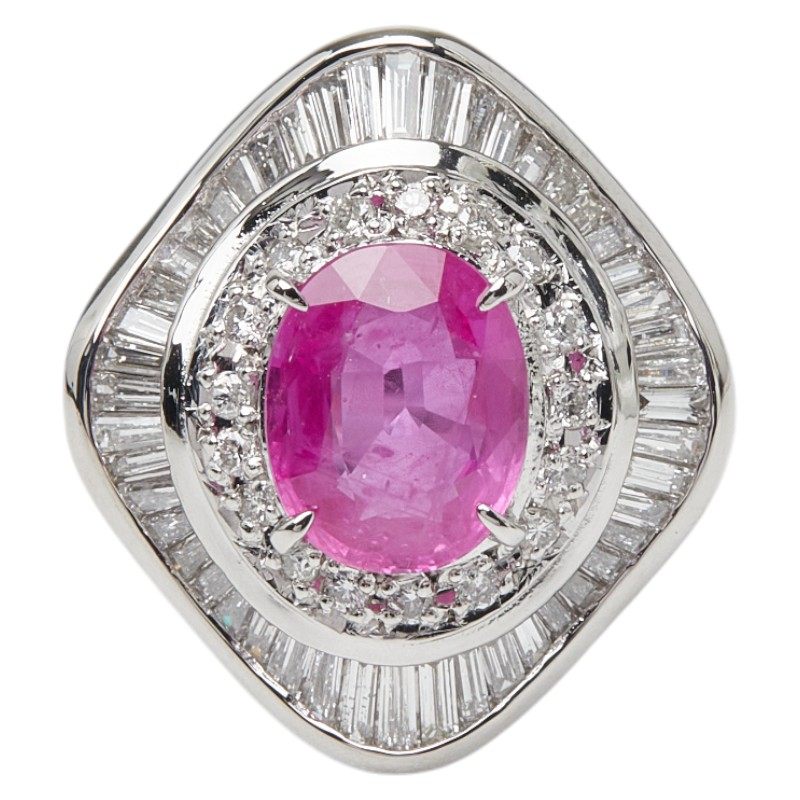 Platinum Diamond Sapphire Ring – front view