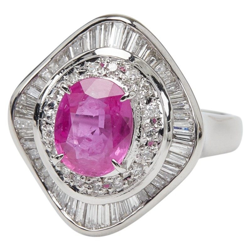 Platinum Diamond Sapphire Ring – side view