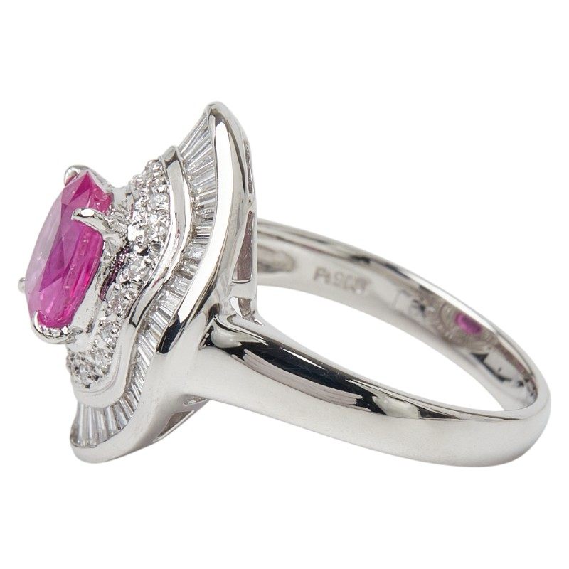 Platinum Diamond Sapphire Ring – top view