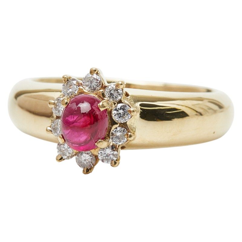 18K Yellow Gold Diamond Ruby Ring – side view
