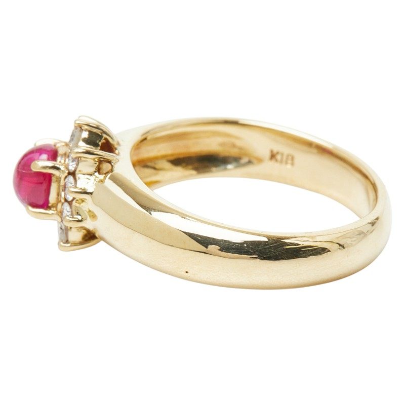 18K Yellow Gold Diamond Ruby Ring – top view