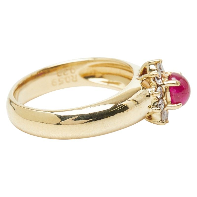18K Yellow Gold Diamond Ruby Ring – inside band
