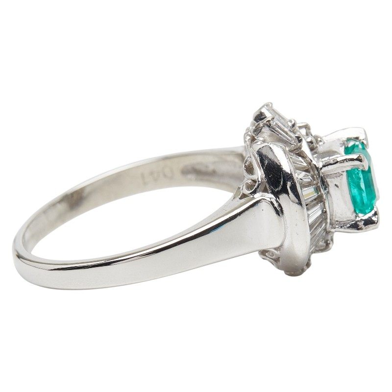 Platinum Diamond Emerald Ring – inside band