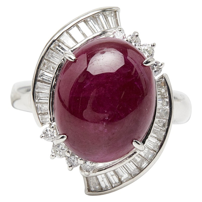 Platinum Diamond Ruby Ring – side view
