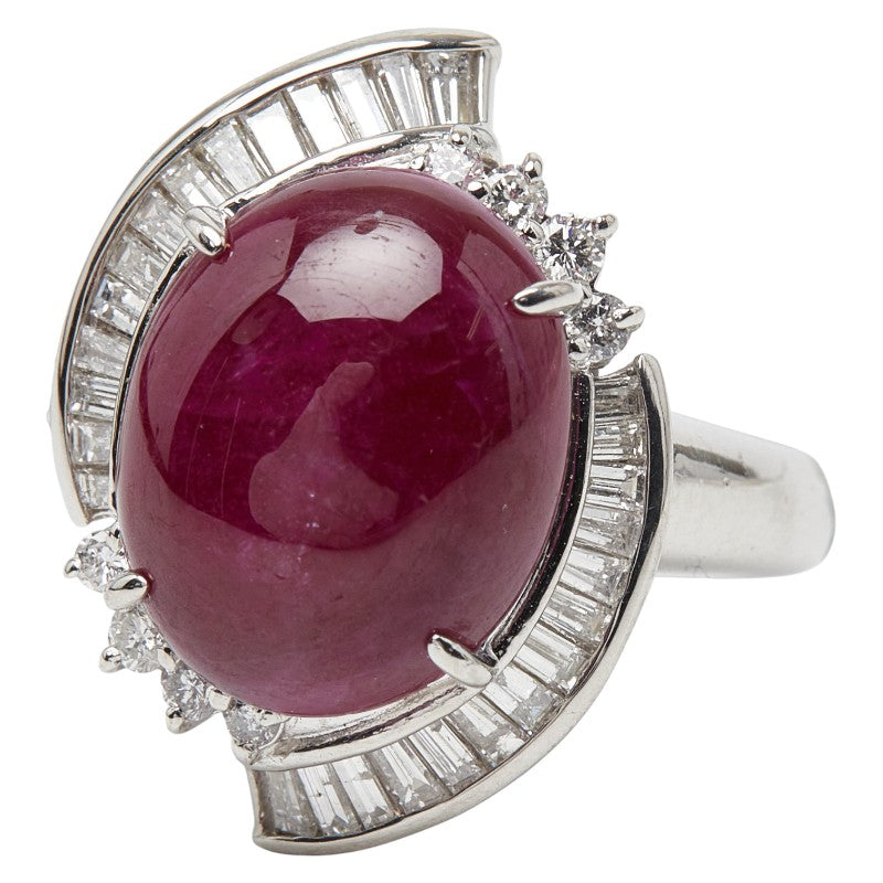 Platinum Diamond Ruby Ring – top view