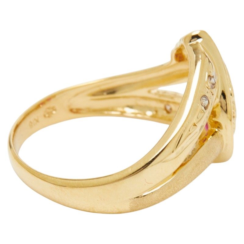 18K Yellow Gold Diamond Ruby Ring – inside band
