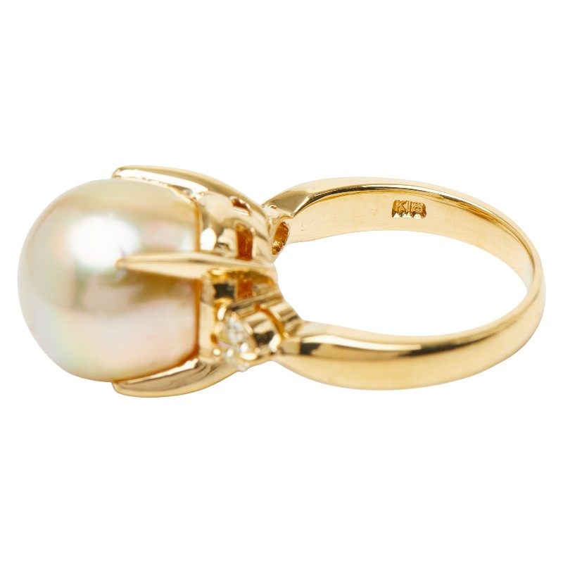 18K Yellow Gold South Sea Pearl Diamond Ring – alternate view