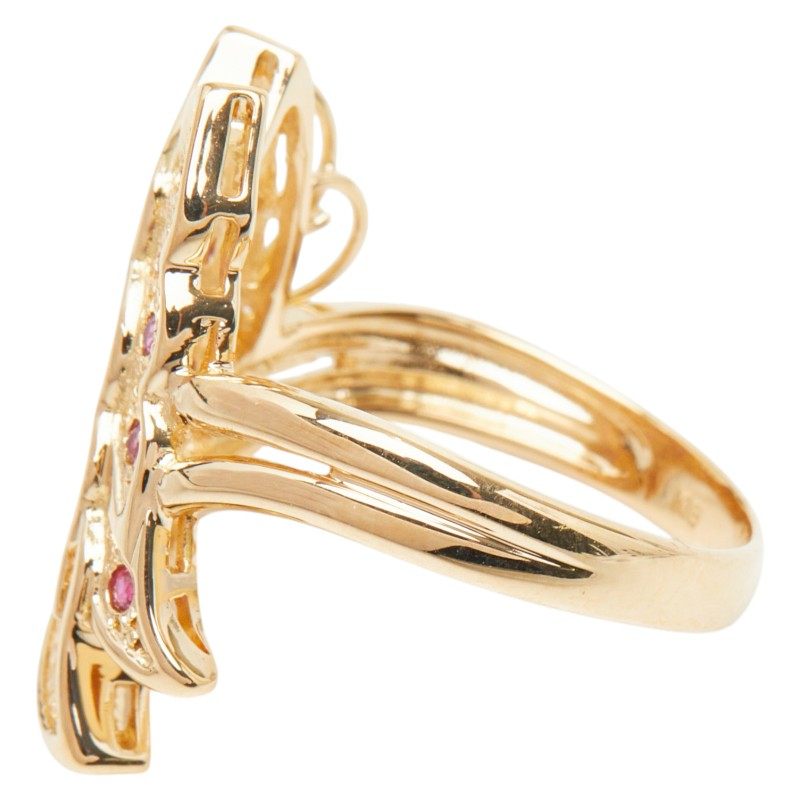 18K Yellow Gold Butterfly Ruby Ring – top view