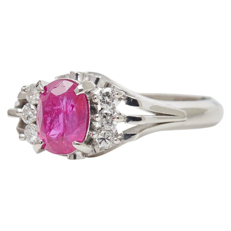 Platinum Diamond Ruby Ring – side view