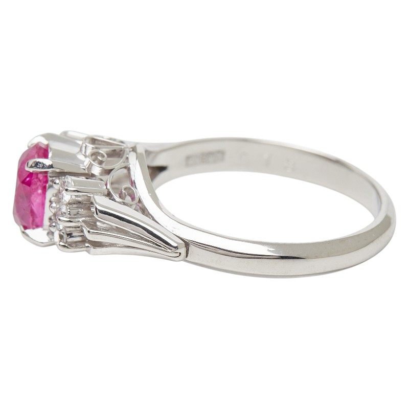 Platinum Diamond Ruby Ring – top view