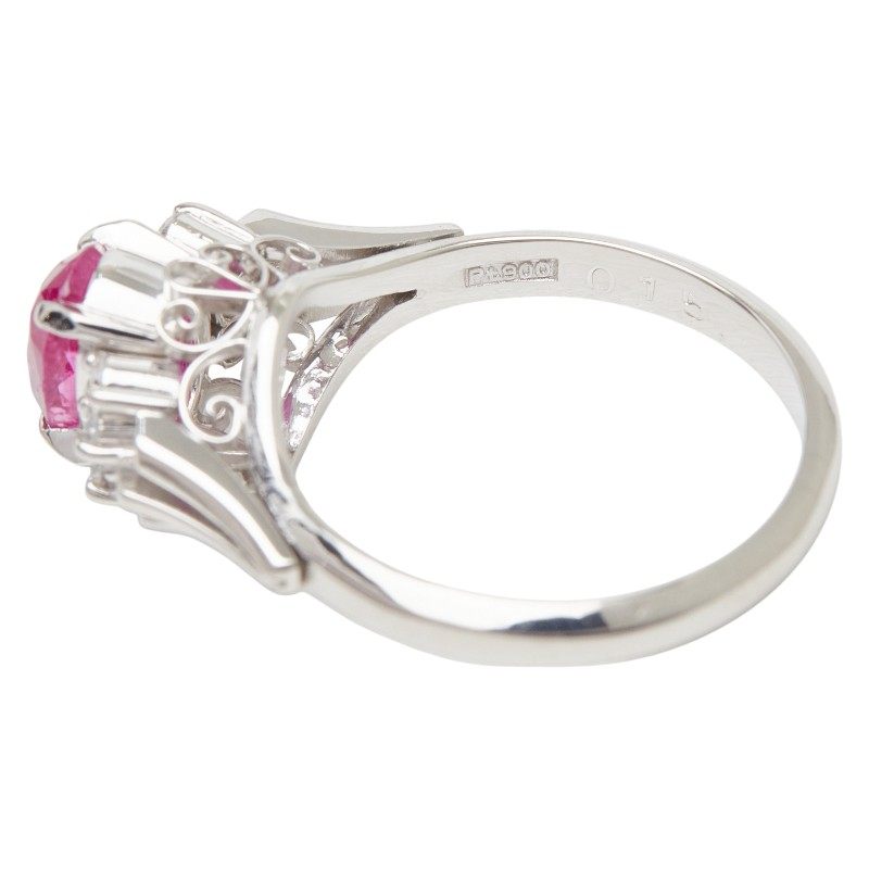 Platinum Diamond Ruby Ring – alternate view